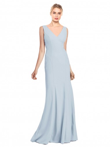 Long Light Sky Blue Sleeveless Trumpet Low Back Bridesmaid Dress / Formal Dress Birmingham