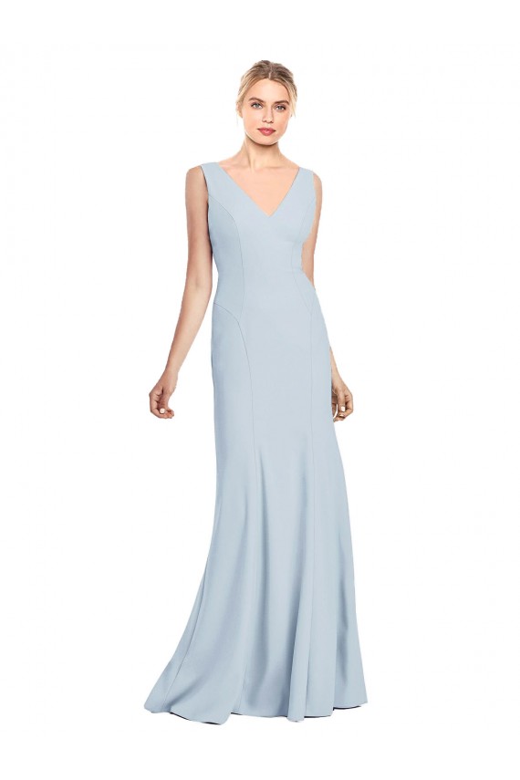 Long Light Sky Blue Sleeveless Trumpet Low Back Bridesmaid Dress / Formal Dress Birmingham
