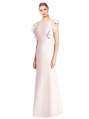 Long Pink Cap Sleeves Trumpet Open Back Formal Dress / Bridesmaid Dress Birmingham