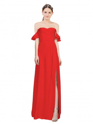 Long Red Sleeveless A-Line Side Slit Formal Evening Gown / Prom Dress / Bridesmaid Dress Birmingham