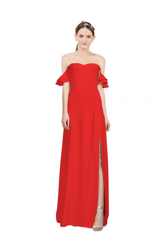 Long Red Sleeveless A-Line Side Slit Formal Evening Gown / Prom Dress / Bridesmaid Dress Birmingham