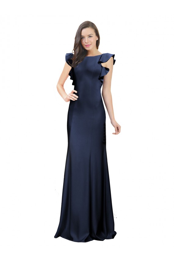 Long Dark Navy Sleeveless Mermaid Keyhole Back Prom Dress / Bridesmaid Dress Birmingham