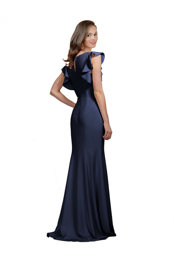Long Dark Navy Sleeveless Mermaid Keyhole Back Prom Dress / Bridesmaid Dress Birmingham