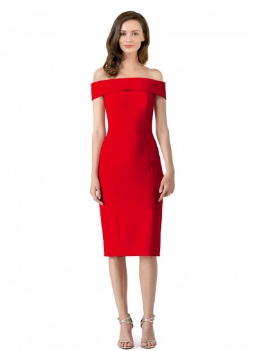 Cocktail Length Red Sleeveless Sheath Stretch Crepe Formal Evening Gown / Prom Dress / Bridesmaid Dress Birmingham