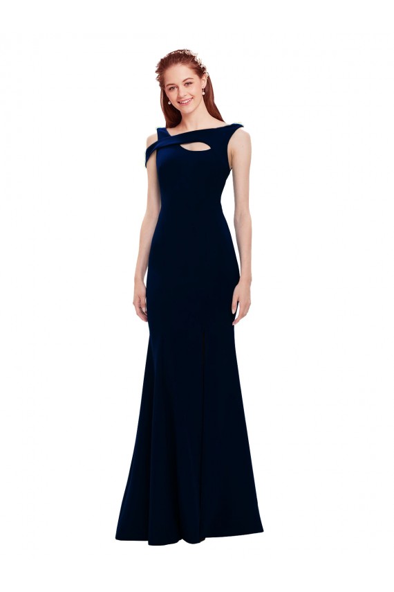Long Dark Navy Sleeveless Mermaid Side Slit Formal Evening Gown / Prom Dress / Bridesmaid Dress Birmingham