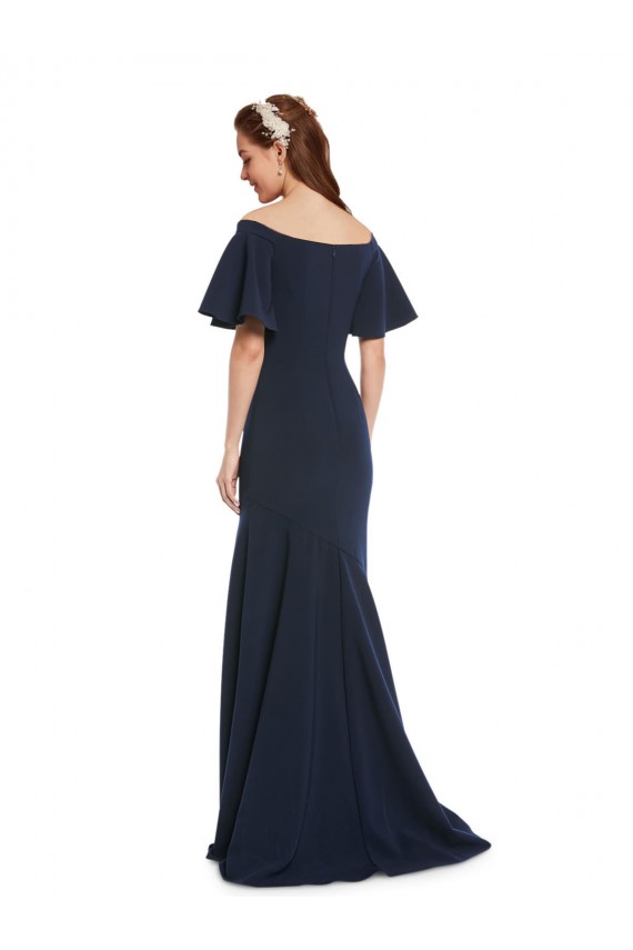 Long Dark Navy Short Sleeves Mermaid Bridesmaid Dress / Formal Dress Birmingham