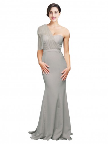 Sweep Train Oyster Silver Sleeveless Mermaid Low Back Formal Evening Gown / Prom Dress / Bridesmaid Dress Birmingham