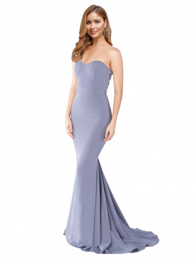 Long Smoke Blue Sleeveless Mermaid Low Back Formal Evening Gown / Prom Dress / Bridesmaid Dress Birmingham