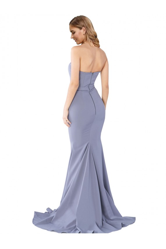 Long Smoke Blue Sleeveless Mermaid Low Back Formal Evening Gown / Prom Dress / Bridesmaid Dress Birmingham