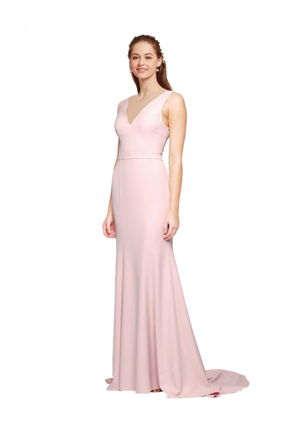 Sweep Train Pink Sleeveless A-Line V-Back Black Tie Evening Gown / Prom Dress / Bridesmaid Dress Birmingham