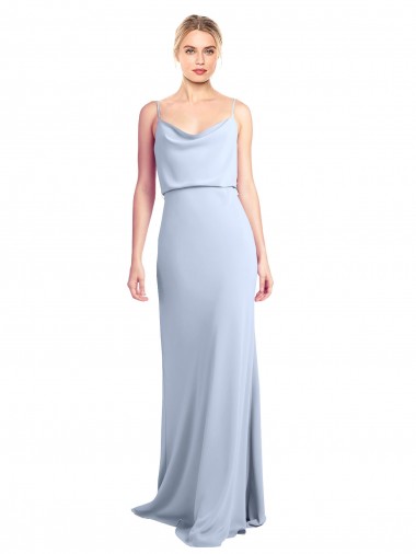 Long Light Sky Blue Sleeveless Sheath V-Back Formal Dress / Bridesmaid Dress Birmingham