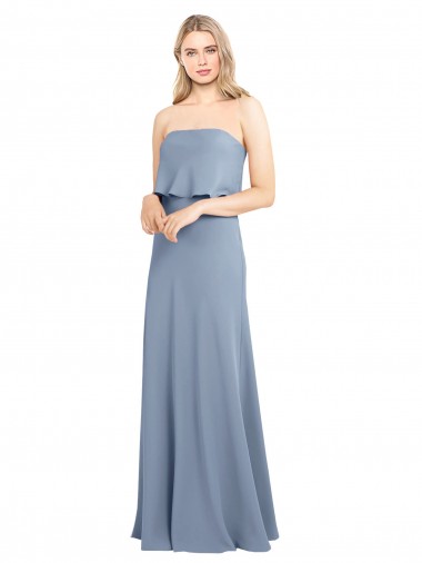 Long Smoke Blue Sleeveless Sheath Formal Evening Gown / Prom Dress / Bridesmaid Dress Birmingham