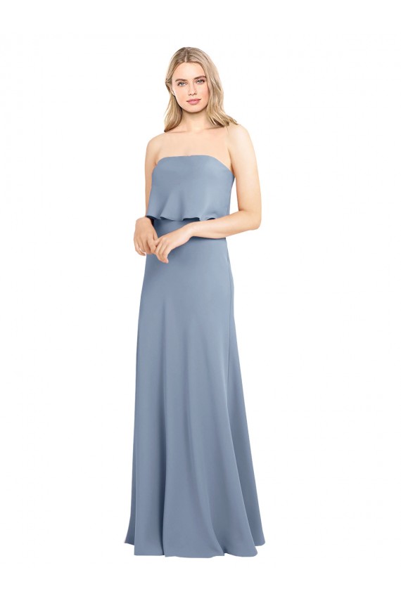 Long Smoke Blue Sleeveless Sheath Formal Evening Gown / Prom Dress / Bridesmaid Dress Birmingham