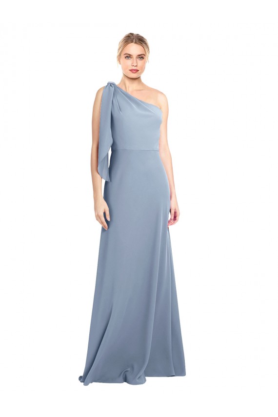 Long Smoke Blue Flutter Sleeves Sheath Formal Dress / Bridesmaid Dress Birmingham