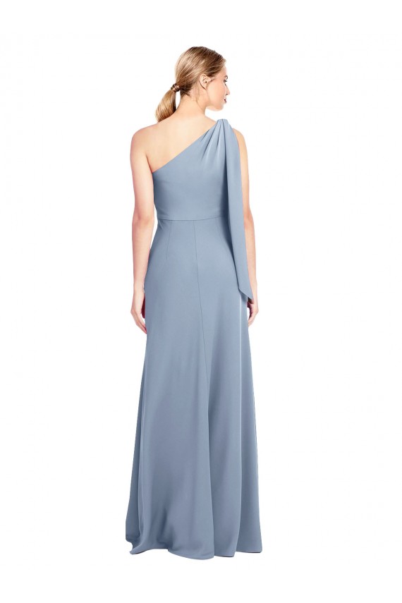 Long Smoke Blue Flutter Sleeves Sheath Formal Dress / Bridesmaid Dress Birmingham