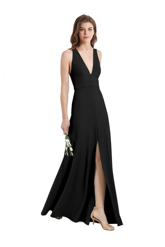 Long Black Sleeveless Sheath Front Slit Formal Evening Gown / Prom Dress / Bridesmaid Dress Birmingham