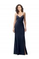 Long Dark Navy Sleeveless Sheath Open Back Side Slit Formal Evening Gown / Prom Dress / Bridesmaid Dress Birmingham