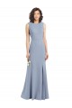 Long Smoke Blue Sleeveless Sheath Keyhole Back Bridesmaid Dress Birmingham