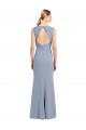 Long Smoke Blue Sleeveless Sheath Keyhole Back Bridesmaid Dress Birmingham