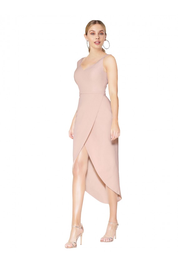 Knee Length Mauve Sleeveless Mermaid V-Back High Low Evening Gown / Prom Dress / Bridesmaid Dress Birmingham