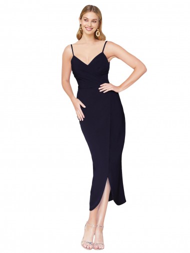 Knee Length Dark Navy Sleeveless Mermaid V-Back Formal Dress / Bridesmaid Dress Birmingham