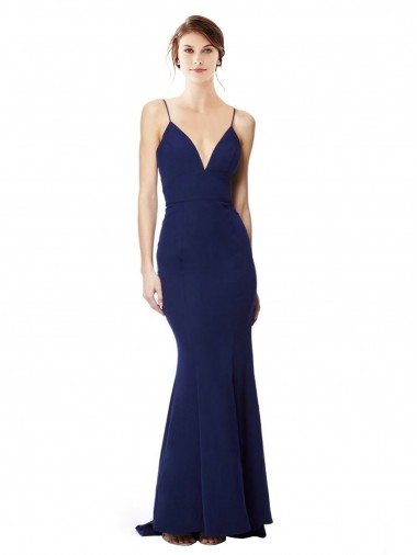 Long Navy Blue Sleeveless Mermaid Open Back Formal Dress / Bridesmaid Dress Birmingham