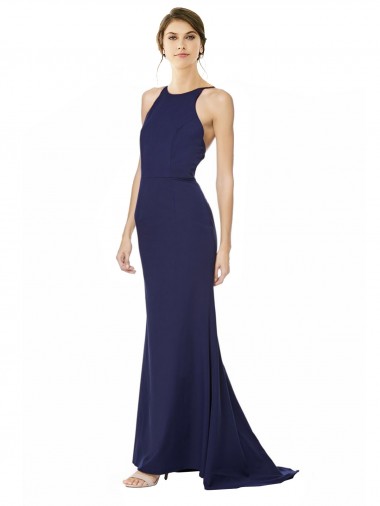 Long Navy Blue Sleeveless Mermaid Open Back Formal Evening Gown / Prom Dress / Bridesmaid Dress Birmingham