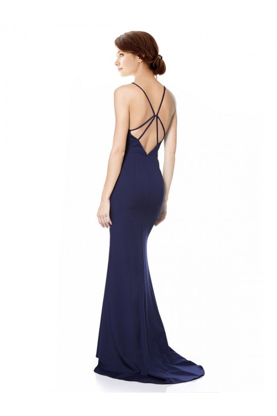 Long Navy Blue Sleeveless Mermaid Open Back Formal Evening Gown / Prom Dress / Bridesmaid Dress Birmingham