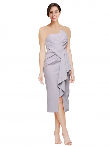 Cocktail Length Arctic Lilac Sleeveless Sheath Low Back High Low Evening Gown / Prom Dress / Bridesmaid Dress Birmingham