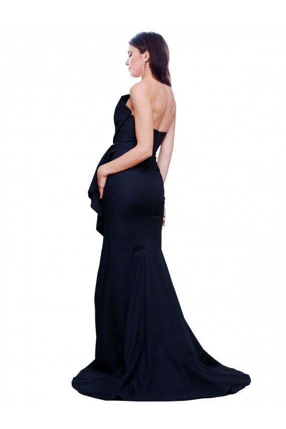 Sweep Train Dark Navy Sleeveless Sheath Low Back Semi Formal Evening Dress / Prom Dress / Bridesmaid Dress Birmingham