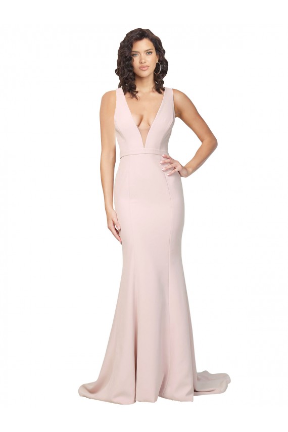 Sweep Train Pink Sleeveless Sheath V-Back Black Tie Evening Gown / Prom Dress / Bridesmaid Dress Birmingham