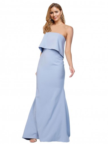 Long Light Sky Blue Sleeveless A-Line Low Back Stretch Crepe Formal Dress / Bridesmaid Dress Birmingham