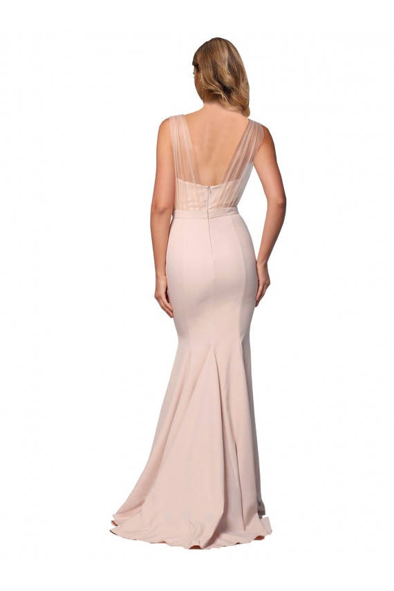 Long Nude Sleeveless Sheath Low Back Formal Evening Gown / Prom Dress / Bridesmaid Dress Birmingham
