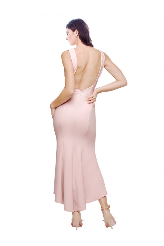 Midi Length Pink Sleeveless Sheath Low Back High Low Evening Gown / Prom Dress / Bridesmaid Dress Birmingham