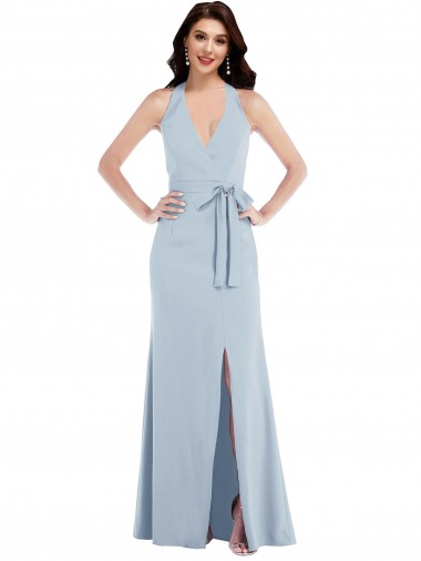 Long Light Sky Blue Sleeveless A-Line Open Back Formal Evening Gown / Prom Dress / Bridesmaid Dress Birmingham