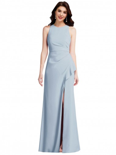 Long Light Sky Blue Sleeveless Trumpet High Slit Formal Dress / Bridesmaid Dress Birmingham