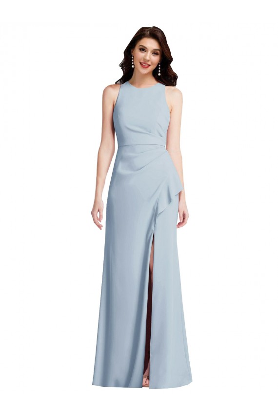 Long Light Sky Blue Sleeveless Trumpet High Slit Formal Dress / Bridesmaid Dress Birmingham