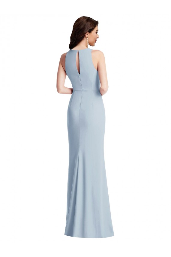 Long Light Sky Blue Sleeveless Trumpet High Slit Formal Dress / Bridesmaid Dress Birmingham