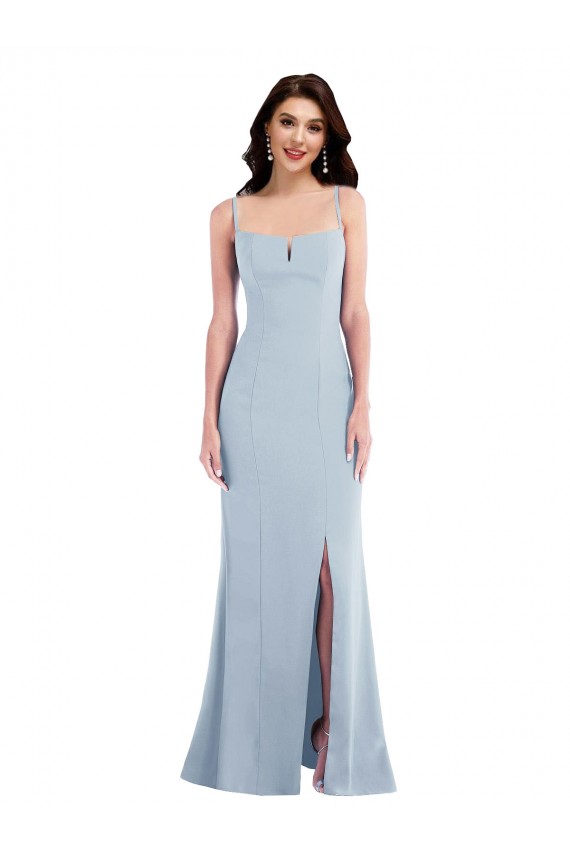Long Light Sky Blue Sleeveless Trumpet Front Slit Formal Evening Gown / Prom Dress / Bridesmaid Dress Birmingham