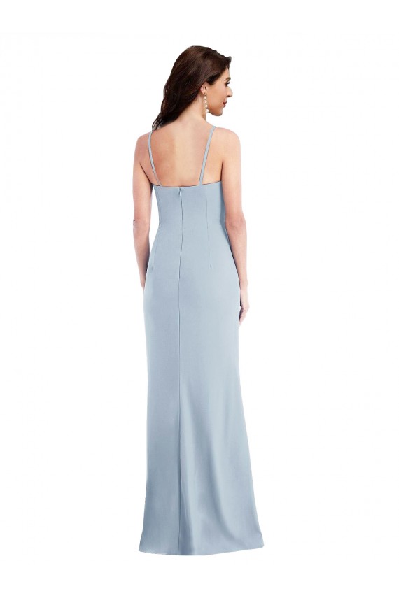 Long Light Sky Blue Sleeveless Trumpet Front Slit Formal Evening Gown / Prom Dress / Bridesmaid Dress Birmingham