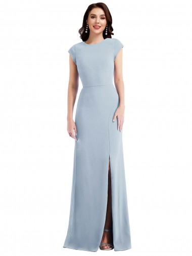 Long Light Sky Blue Cap Sleeves Trumpet Open Back Formal Evening Gown / Prom Dress / Bridesmaid Dress Birmingham