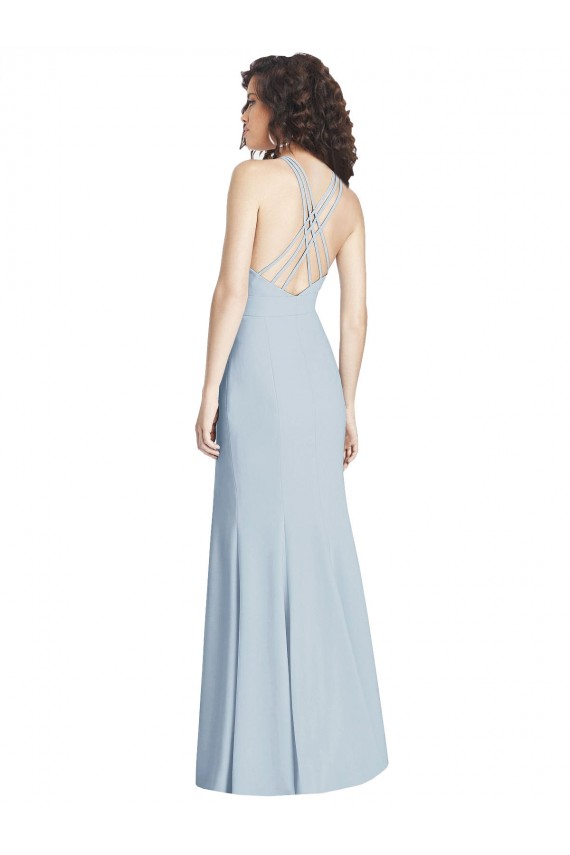 Long Light Sky Blue Sleeveless Trumpet Open Back Evening Dress / Bridesmaid Dress Birmingham