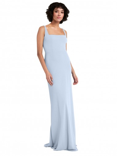 Long Light Sky Blue Sleeveless Sheath Prom Dress / Bridesmaid Dress Birmingham