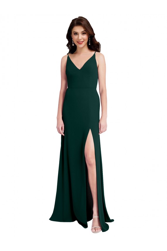 Long Midnight Green Sleeveless A-Line V-Back Formal Evening Gown / Prom Dress / Bridesmaid Dress Birmingham