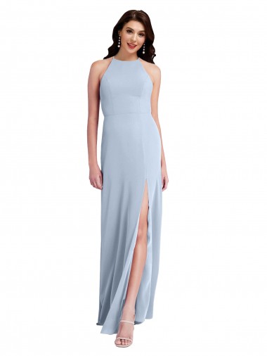 Long Light Sky Blue Sleeveless Sheath Open Back Side Slit Formal Evening Gown / Prom Dress / Bridesmaid Dress Birmingham