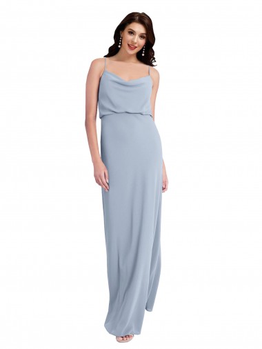Long Smoke Blue Sleeveless Sheath V-Back Formal Evening Gown / Prom Dress / Bridesmaid Dress Birmingham