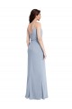 Long Smoke Blue Sleeveless Sheath V-Back Formal Evening Gown / Prom Dress / Bridesmaid Dress Birmingham