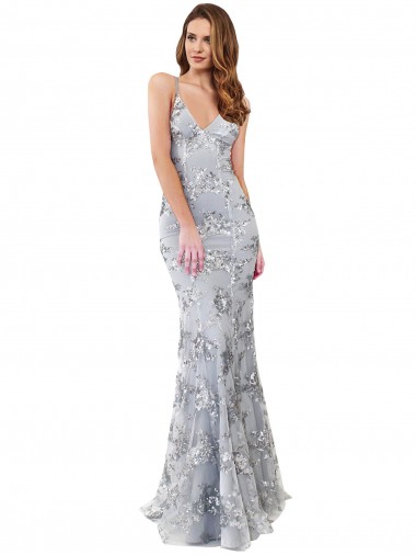 Long Silver Sleeveless Mermaid Open Back Formal Evening Gown / Prom Dress / Bridesmaid Dress Birmingham
