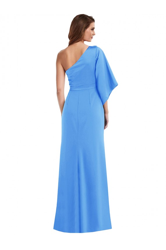 Long Peacock Blue Bell Sleeves Trumpet Semi Formal Evening Dress / Prom Dress / Bridesmaid Dress Birmingham