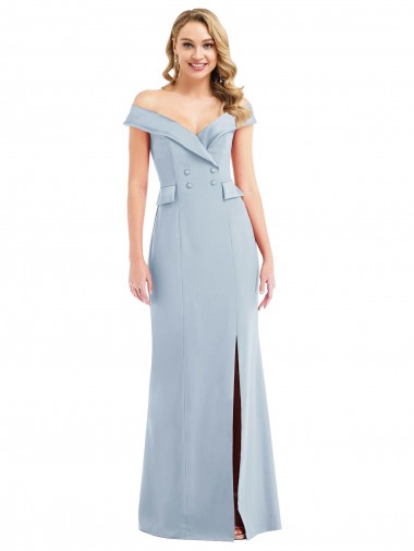 Long Light Sky Blue Sleeveless Trumpet Stretch Crepe Semi Formal Evening Dress / Prom Dress / Bridesmaid Dress Birmingham